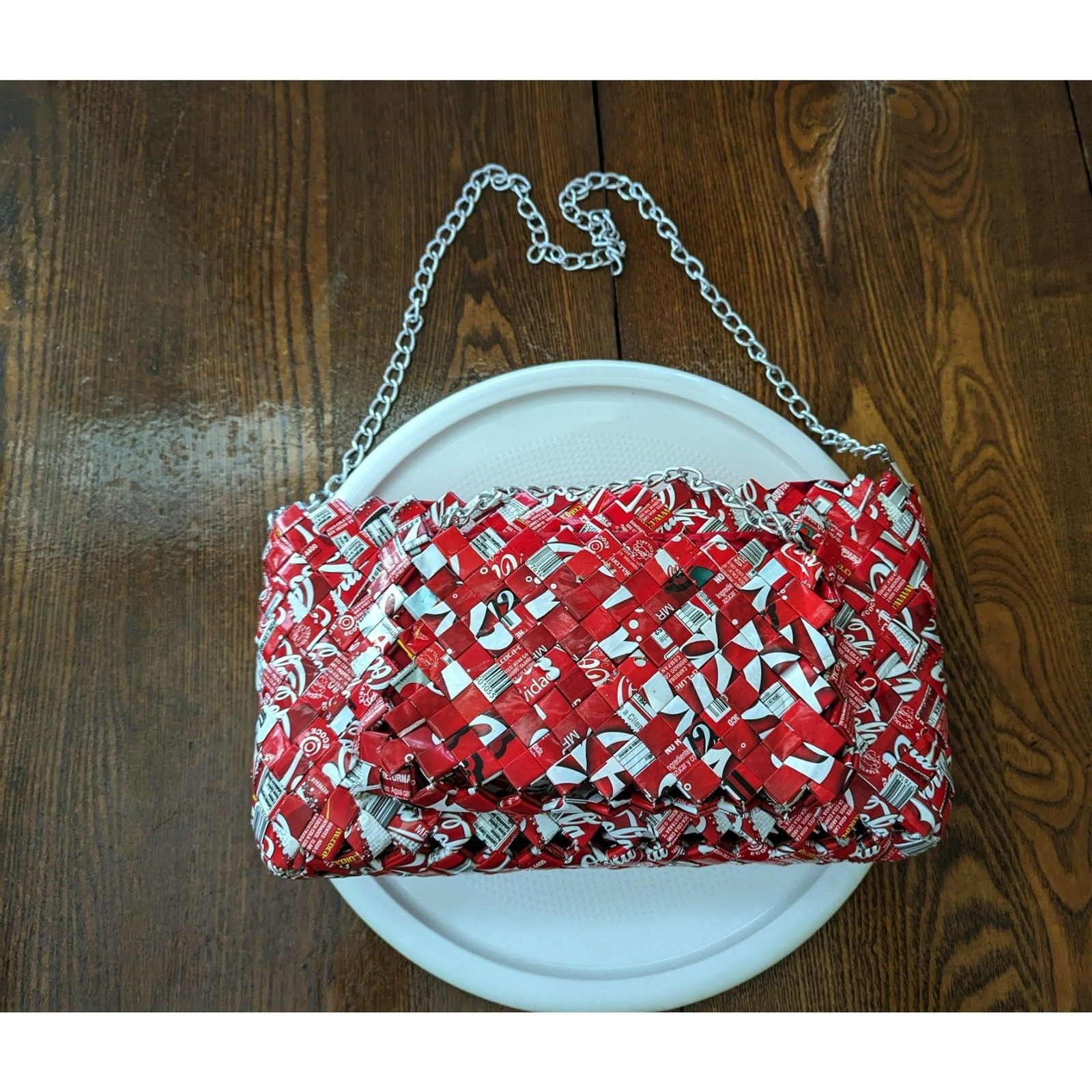 Handmade Coca Cola theme gum wrapper shoulder pur… - image 12