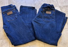 Wrangler Jeans Relaxed Boys Bundle Of 2 Size 14 Reg  16 Husky Adjustable Waist