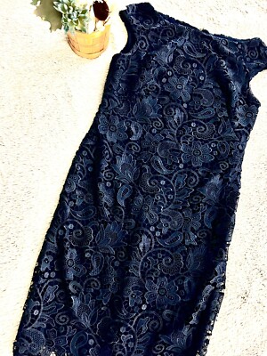 Womens Polo Ralph Lauren Navy Blue Lace Dress Sz 6 | eBay