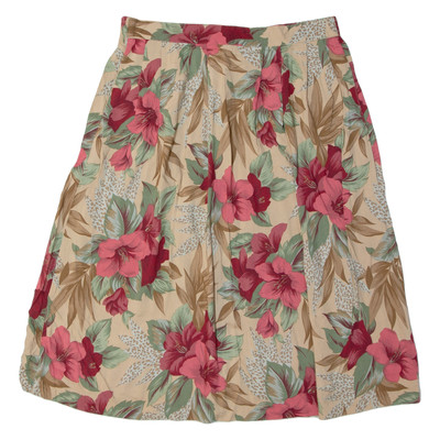 Vintage SAG HARBOUR Damen A-Linien Rock Creme Midi 90er Blumen L