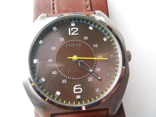 Fossil men's wide brown leather band 