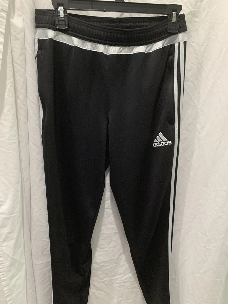 Adidas Pants Mens Medium Black White Spell Out Logo Casual Track
