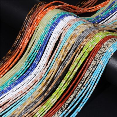 2x4mm Natural GemStone Round Tube Loose Beads For Jewelry Making DIY 15.5''