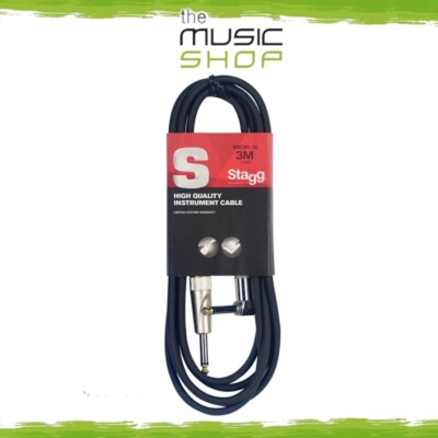 Stagg 10ft Deluxe Instrument Cable Straight/Angle Ends - SGC3PL DL (Guitar Bass)