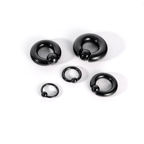 1 Pair Surgical Steel Captive Bead Nose Rings Large Ear Gauge Septum Piercing - Picture 10 of 17