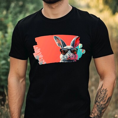 Mens Bunny Sunglasses Cotton T-Shirt Size XS to 5XL