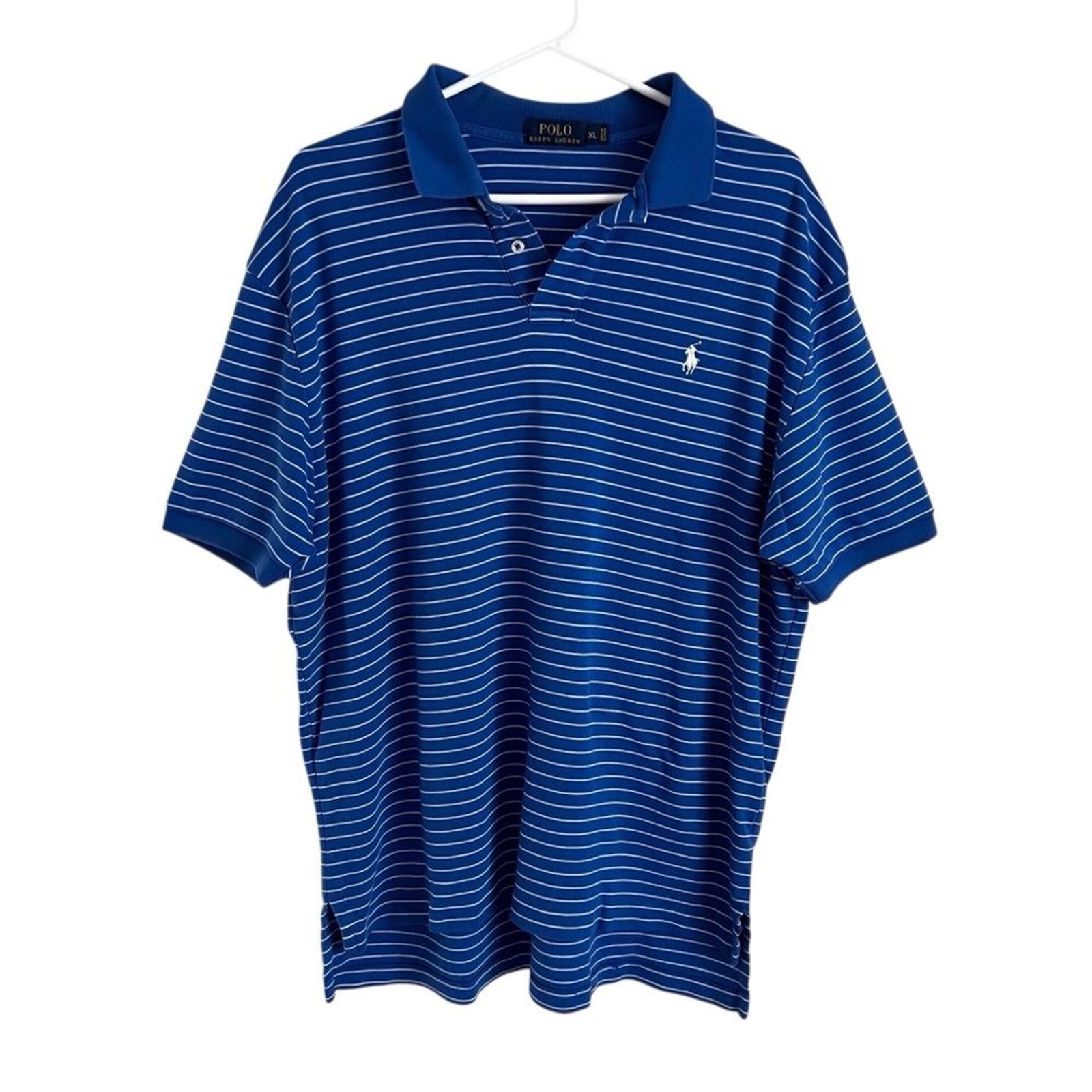 Polo Ralph Lauren uomo XL blu righe polo manica corta camicia piccolo pony cotone