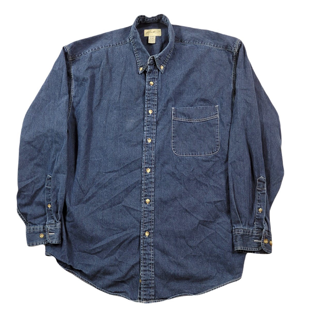 Vintage Eddie Bauer Denim Shirt Mens XL Blue Jean 90's Baggy Vintage Eddie Bauer Denim Shirt Mens XL Blue Jean 90's Baggy