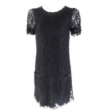 Dolce & Gabbana F6X77T FLMP9-E Silk Mix Full Lace Short Sleeve Dress Black 36