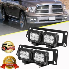 For 2010-2018 Dodge Ram 2500/3500 + 4 INCH LED Pods Fog light Lamp + Mounts Set