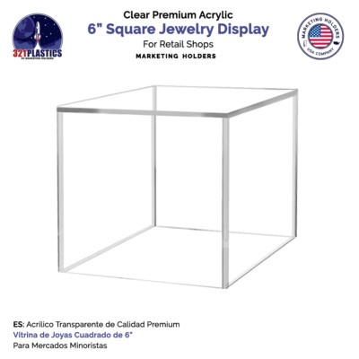 6'' Clear Acrylic Display Box with One Open Side Square Retail Product Bin
