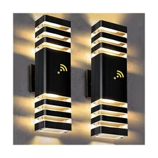 LED Square Up & Down Wall Lights 2 Pack 15inch,Outdoor Wall Lights 3000K Alum...