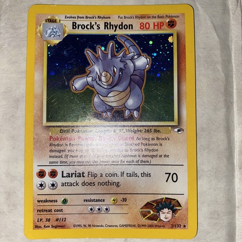 Pokémon TCG Brock's Rhydon Gym Heroes 2/132 Holo Unlimited Holo Rare