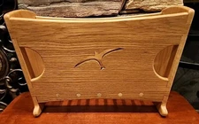 High-Quality Custom Handmade Dovetail Wood Magazine LP Rack with Carved Seagull