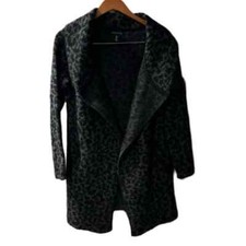Adrienne Vittadini Animal Print Long Cardigan Sweater With Pockets S Small