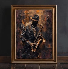 Canvas Wall Art JAZZ PLAYER Saxophone Music Choice of 3 Sizes 558