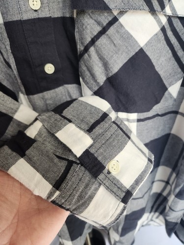 Old Navy Pullover Black/White Plaid Flannel Shirt Womens XL Boyfriend - Picture 5 of 14