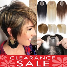 CLEARANCE Clip In 100 Remy Human Hair Topper Hairpiece For Women Toupee Wigs