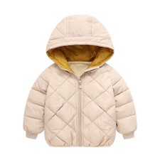 Kids Winter Jacket Hooded Fleece Coat Warm Zipper Unisex Outerwear