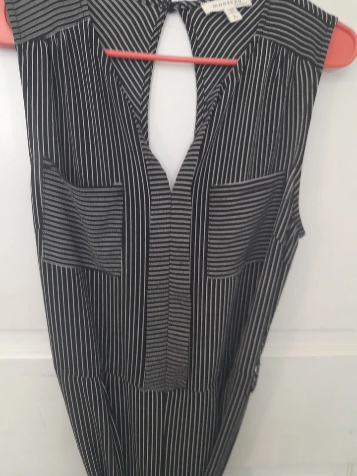 Calça Monteau listrada preta e branca 1 peça tamanho grande com gravata muito boa - Imagem 2 de 4
