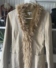 Vtg Boho/charlotte Russe Penny Lane Inspired Leather And Faux Fur Coat Small