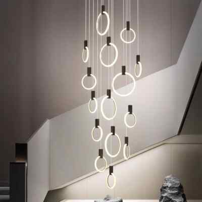 Staircase Chandelier Acrylic Pendant Lamp Stair Lighting Bar Hanging Light Loft