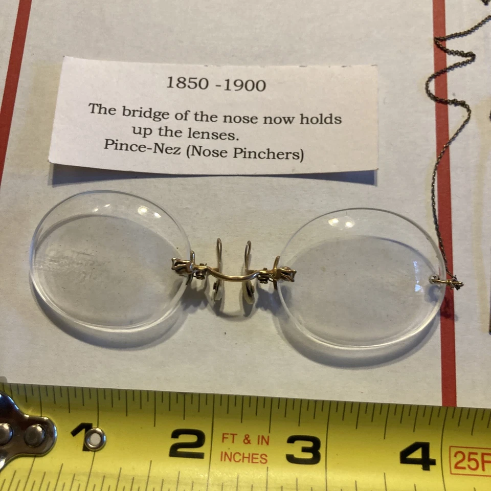 Lote 307 óculos Pince Nez ouro 12K da década de 1880 sem aro MERRY OPTICAL COMPANY - Imagem 2 de 4