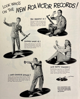 RCA Victor Records 1945 Vintage LIFE Print Ad Tex Beneke Sammy Kaye Betty Rhodes