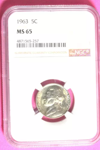 1963 5C MS 65 NGC JEFFERSON NICKEL #B33940