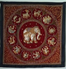 Vintage Sequin Tapestry Handmade Wall Hanging Buddhist Hindu Burmese Thai Kalaga
