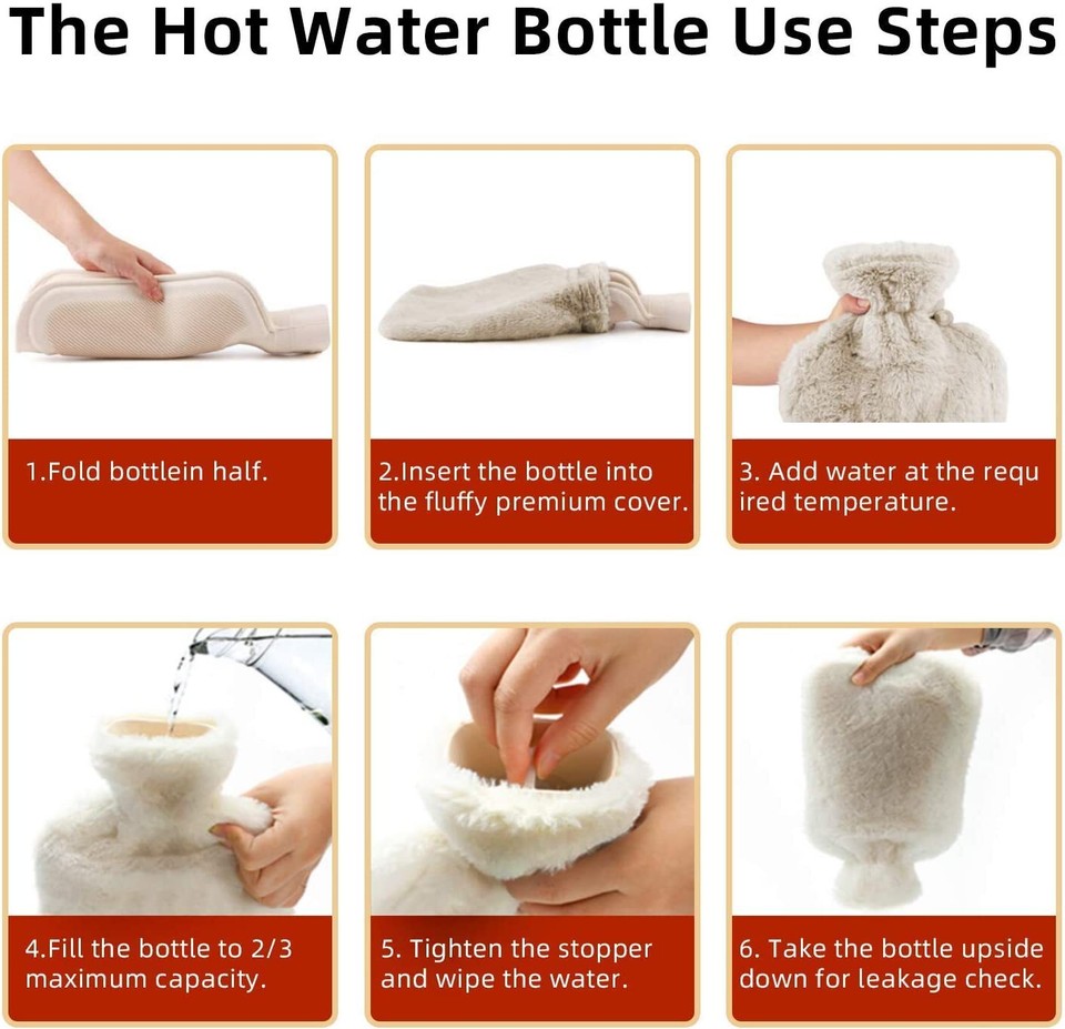 2L Luxury Hot Water Bottles With Cover Soft Fluffy High Quality Rubber