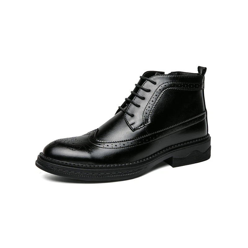 Men's Business Ankle Boots Lace Up Dress Shoes Brogue Carved Dress Shoes Formal - Image 2 of 4