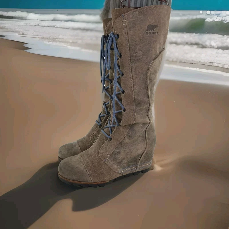 sorel cate the great wedge lace-up tall boots