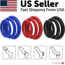 Cock Ring 3 Pack Soft Stretchy Silicone | Stay Hard Penis Rings Last Longer ED
