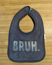 Baby Treasures Boy Cotton Blend Terry Cloth Gray BRUH. Feeding Bib