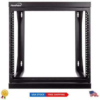 9U Open-Frame Server Rack - Wall Mount or Free Standing, 180-Degree Swing Gate