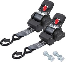 2pk Retractable Ratchet Straps 2 X 6ft 3300lbs Bolt-on Tie Down 2pk Retractable Ratchet Straps 2 X 6ft 3300lbs Bolt-on Tie Down