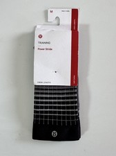 New Lululemon Power Stride Crew Socks BLK Black Grey Size Medium 6.5-8.5