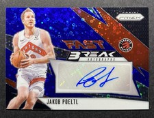 Jakob Poeltl 2024-25 Panini Prizm Blue Fast Break Auto /49 Toronto