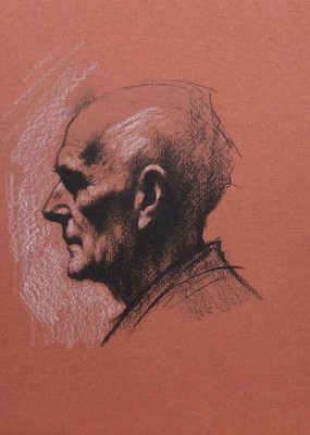 Original Mixed Media Male Portrait Drawing Small Collectors Size (5x7 inches)