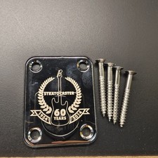 Chrome 4 Hole Neck Plate Strat 60th Anniversary Engraved Replacement For ST