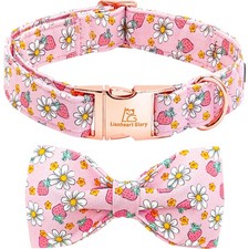 Dog Collar Bow Collar Pink Dog Collar with Bow Tie Spring Summer Cute Collar ...