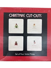 Christmas Cut-Outs Dinnerware, Set of 4 Assorted Appetizer Plates   NEW!!!!!
