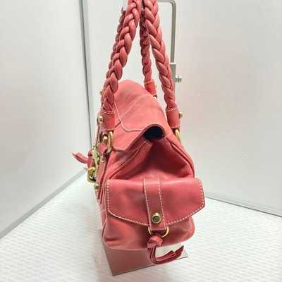 FRANCESCO BIASIA Used in Japan Braided Leather Y2K Tote Bag Salmon