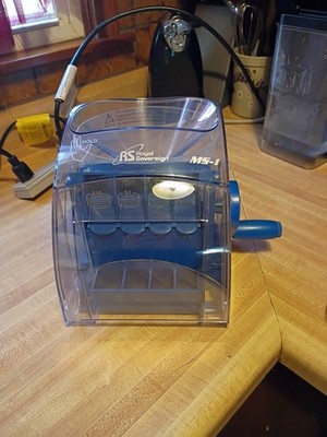 Royal Sovereign MS-1 Clear Blue Manual Hand Crank Coin Sorter Counter Tested 