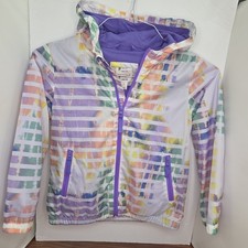 Cat Jack Girls Windbreaker Rain Jacket Size S Purple/Teal/Yellow Tie-dye...