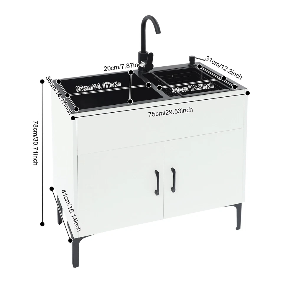 Fregadero de lavandería utilitario con gabinete y grifo para cocina/baño/restaurante/hotel Foto 4 de 4