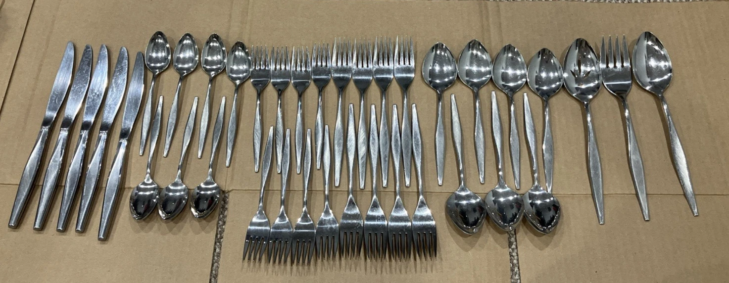 Oneida WINDRIFT Stainless Wm A Rogers Premier Ltd Burnished Flatware - 38 PCs