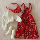 Vintage Barbie Complete Best Buy #7423 Red Bandana Print Jumper, Scarf & White T