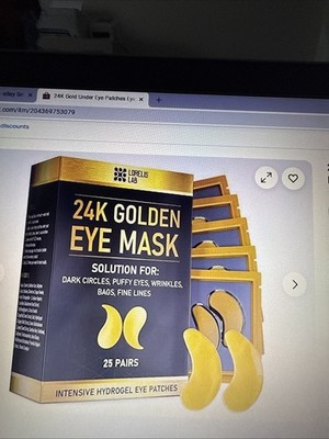 24K Gold under Eye Mask for Puffy Eyes, Under Eye Patches (30 Pairs), Dark Circl